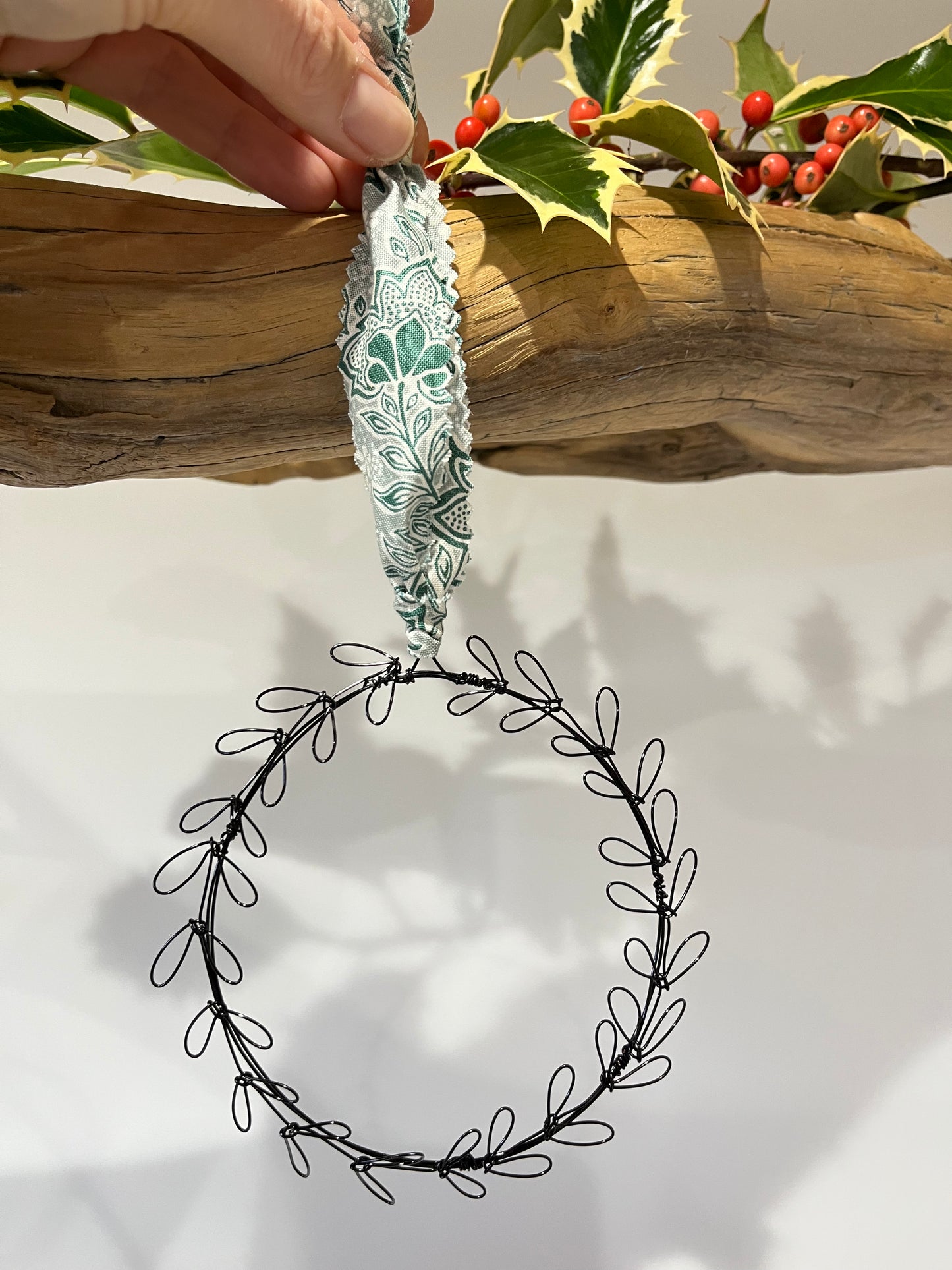 Christmas Wreath Bauble with Liberty Fabric Hanger