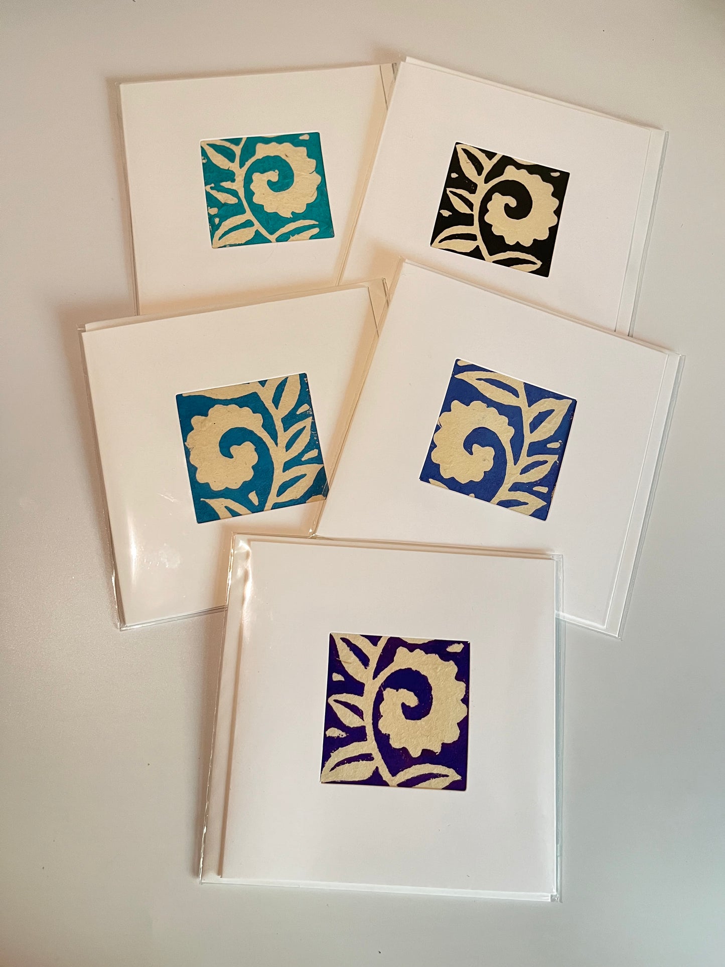 Botanical Block Print Cards - Mixed Pack of Five