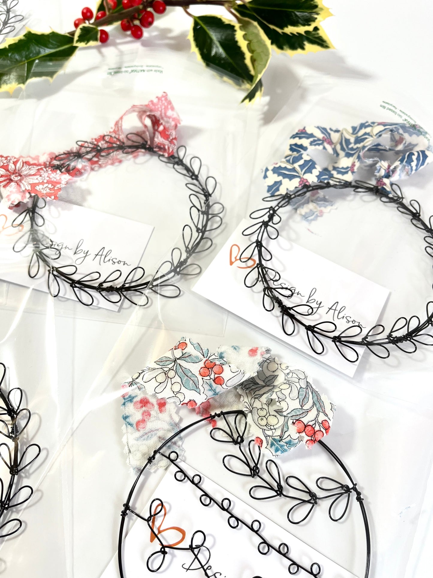 Christmas Wreath Bauble with Liberty Fabric Hanger