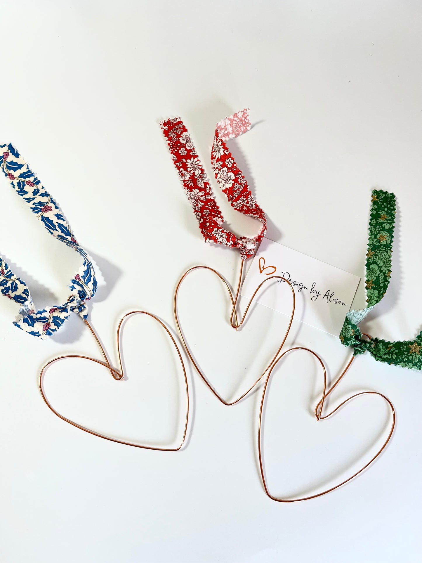 Copper Wire Heart with Liberty London Fabric Hanger