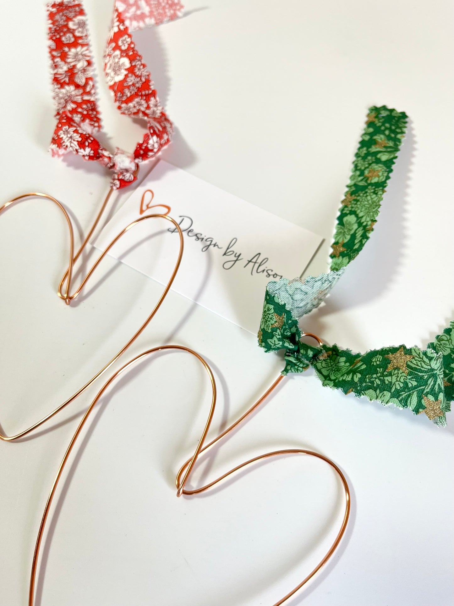 Copper Wire Heart with Liberty London Fabric Hanger