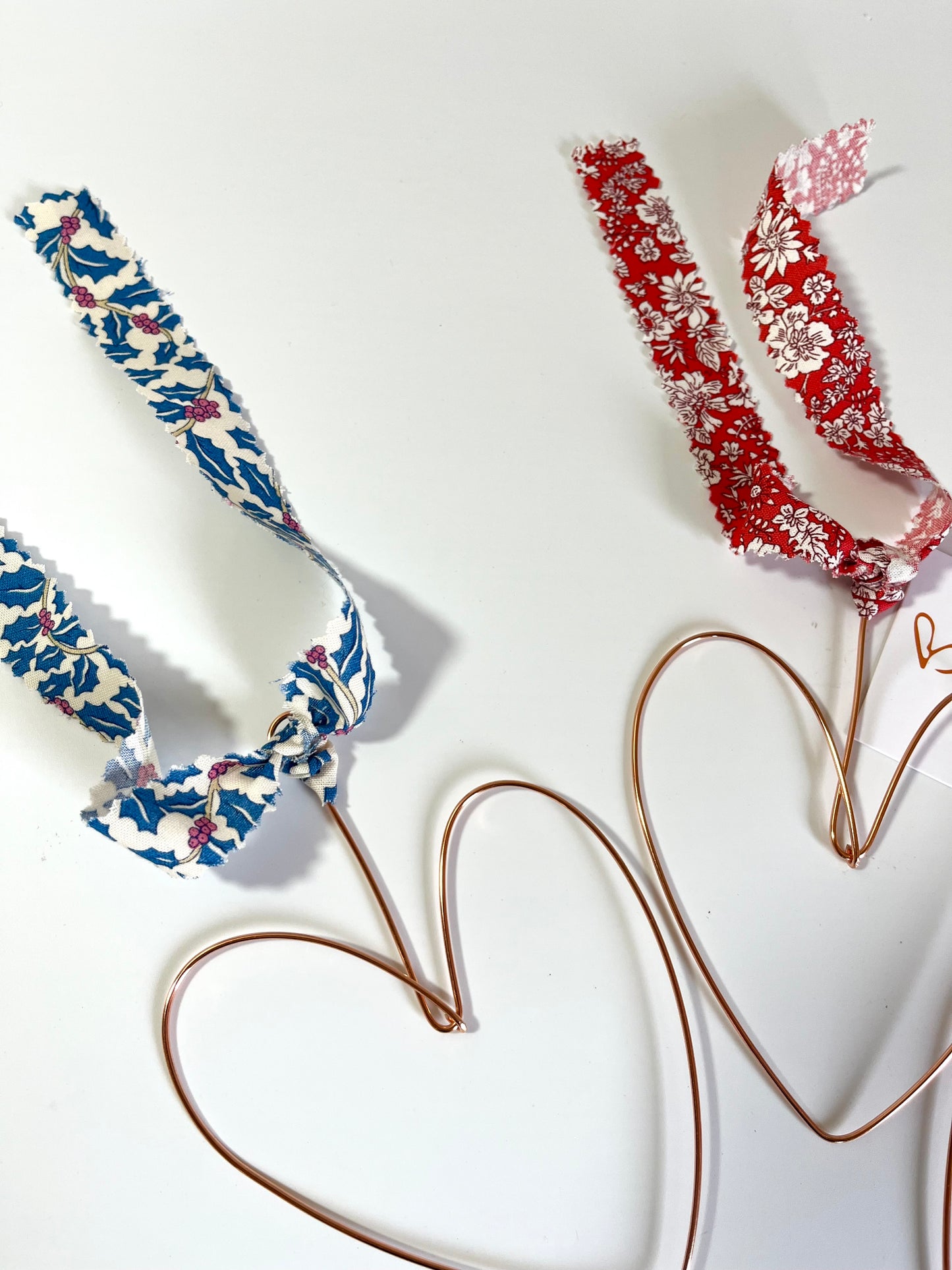 Copper Wire Heart with Liberty London Fabric Hanger